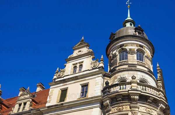 Architecture of the rebuilt royal Dresden Residential Palace on Schlossstrasse in Dresden, Saxony, Germany, Europe