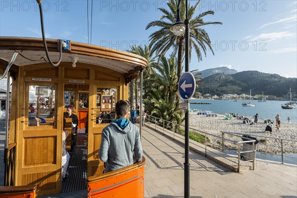 Historic tramway, Port de Soller, Majorca, Majorca, Balearic Islands, Spain, Europe