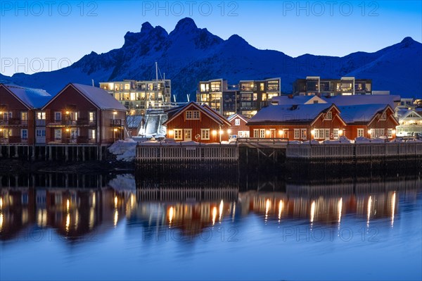 Lofoten, Norway. Solvaer, Nordland province. Harbour basin, Svolvaer, Nordland, Lofotoen, Norway, Europe