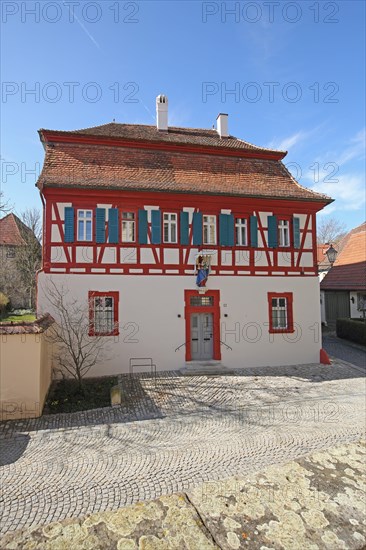 Rectory, half-timbered house, vicarage, Iphofen, Lower Franconia, Franconia, Bavaria, Germany, Europe