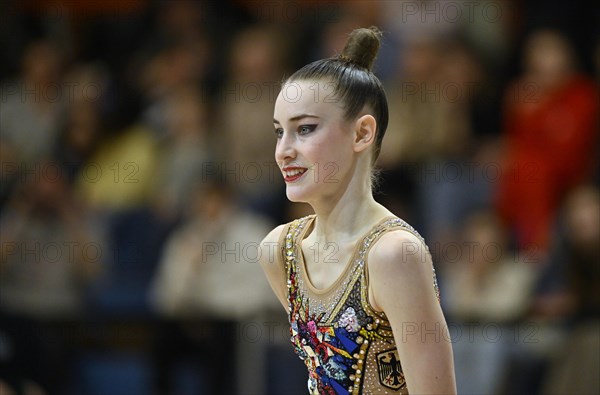 World champion Darja Varfolomeev (GER), portrait, rhythmic gymnastics, RSG, Schmiden International 2024, Fellbach, Baden-Wuerttemberg, Germany, Europe