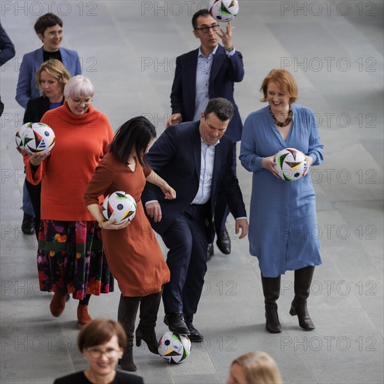 The cabinet members photographed as part of a group photo during EURO24, 100 days in front of the opening match of the home European Championship. Berlin, 07.03.2024. Photographed on behalf of the Federal Foreign Office