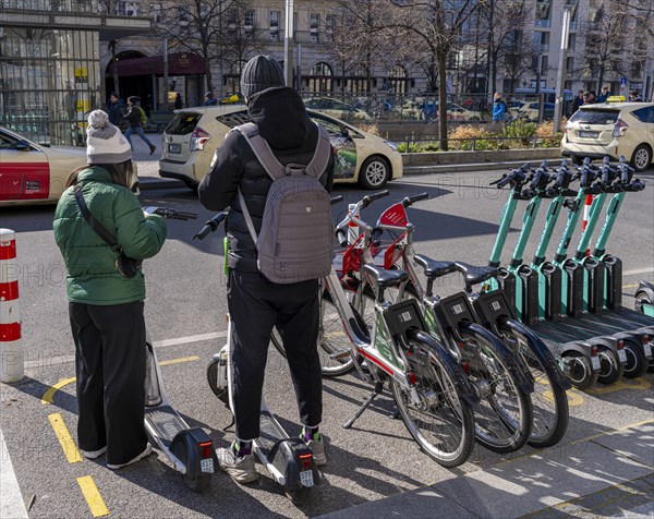 Electric scooter at the Brandenburg Gate, Berlin, Germany, Europe