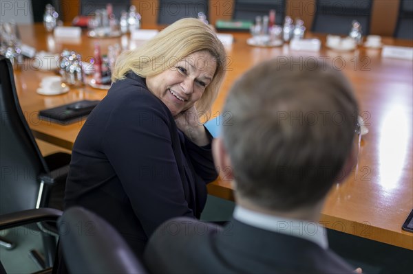Christian Lindner, Federal Minister of Finance, with Nancy Faeser, Federal Minister of the Interior and Home Affairs, on the sidelines of a cabinet meeting. Berlin, 20 March 2024