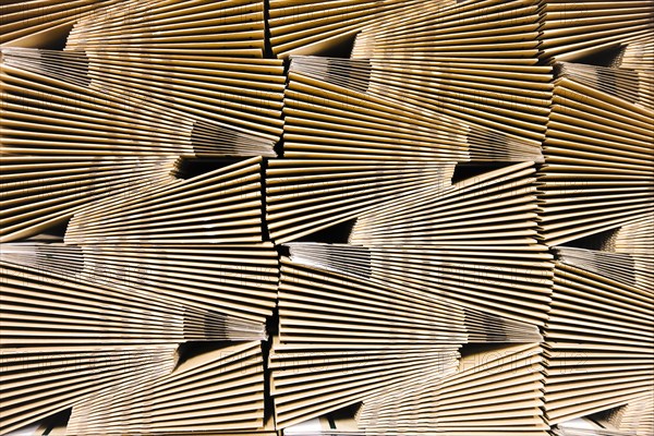 Cardboard packaging, stack of cardboard boxes for shipping in a logistics centre, Cologne, North Rhine-Westphalia, Germany, Europe