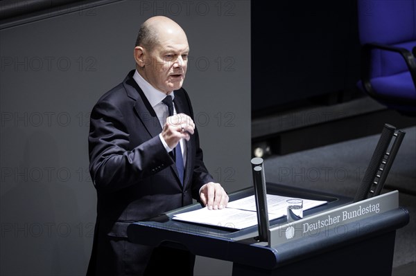 Olaf Scholz, Federal Chancellor, recorded as part of the government statement on the European Council. Berlin, 20 March 2024