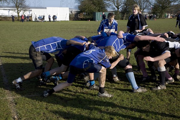 Woodbridge warriors Under 16 youth rugby team playing against Colchester, Essex, England, United Kingdom, Europe