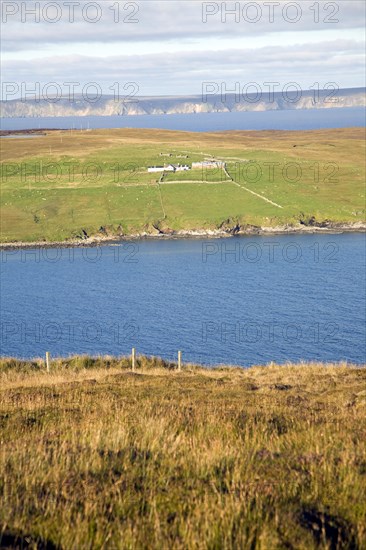 Isolated croft farmhouse, Otterswick, Yell, Shetland Islands, Scotland, United Kingdom, Europe