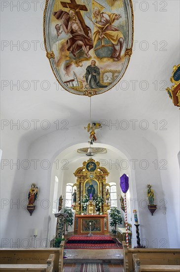Filial church of St Leonhard, Boerwang, Allgaeu, Swabia, Bavaria, Germany, Europe