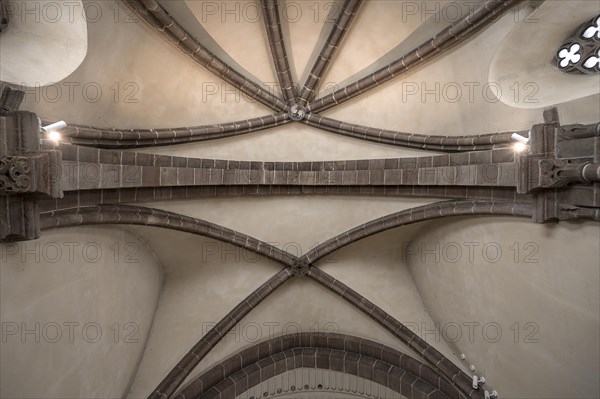 Early Gothic ribbed vault in St Clare's Church, Koenigstrasse 66, Nuremberg, Middle Franconia, Bavaria, Germany, Europe