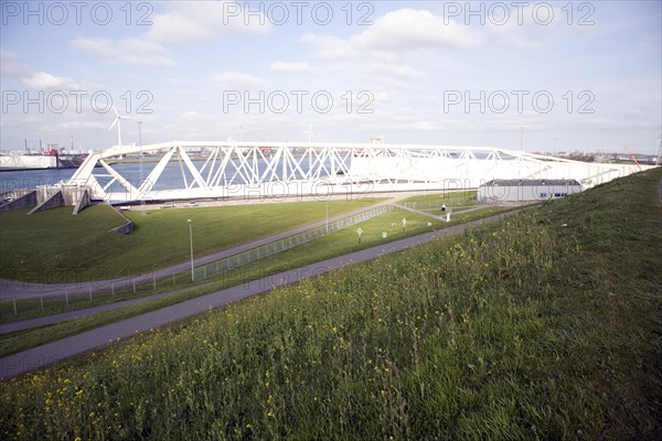 Maeslant Barrier storm surge flood defence, New Waterway, Hook of Holland, Rotterdam, Netherlands