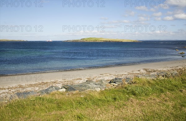 Sandy beach Melby near Sandness, Mainland, Shetland Islands, Scotland, United Kingdom, Europe