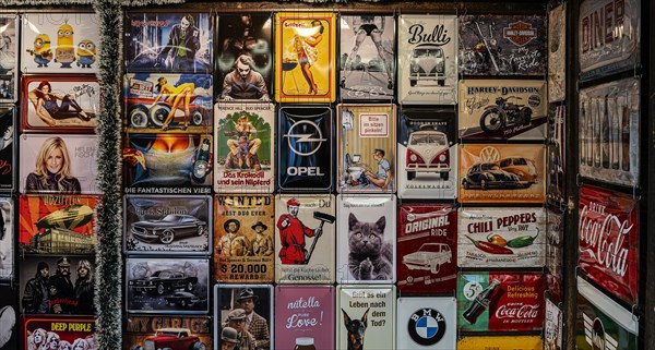 Vintage, nostalgic metal advertising signs, Berlin, Germany, Europe