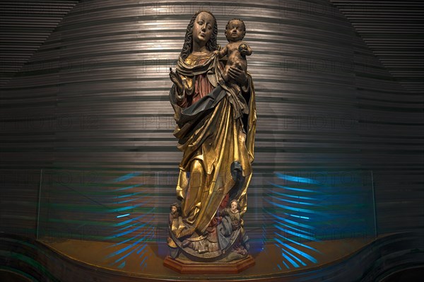 Sculpture of the Virgin and Child from around 1480, Marian Chapel of St Clare's Church, Koenigstrasse 66, Nuremberg, Middle Franconia, Bavaria, Germany, Europe