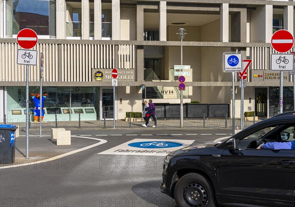 Symbolic photo on the subject of bicycle lanes in Berlin, Niederwallstrasse and Hausvogteiplatz, Berlin-Mitte, Germany, Europe