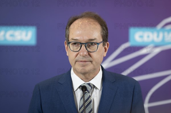 Alexander Dobrindt, Chairman of the CSU parliamentary group in the German Bundestag, gives a press statement in front of the parliamentary group meeting of the CDU/CSU parliamentary group in Berlin, 19 March 2024