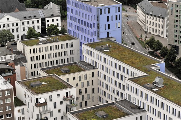 Modern buildings with rectangular shapes and roof terraces in an urban environment, Hamburg, Hanseatic City of Hamburg, Germany, Europe