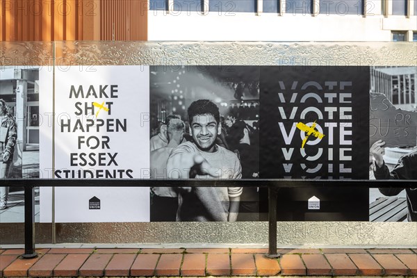 Election posters for student elections, University of Essex, Colchester, Essex, England, UK