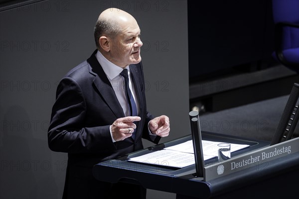 Olaf Scholz, Federal Chancellor, recorded as part of the government statement on the European Council. Berlin, 20 March 2024