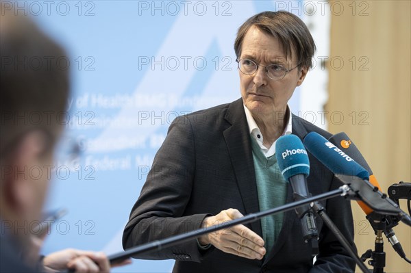 Karl Lauterbach (SPD), Federal Minister of Health, recorded during talks on the key points of the Nursing Competence Act, with nursing care associations, at the Federal Ministry of Health in Berlin, 20 March 2024