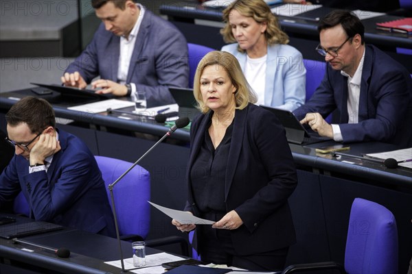 Nancy Faeser, Federal Minister of the Interior and Home Affairs, photographed during the government questioning. photographed during the government questioning in the German Bundestag. Berlin, 20.03.2024