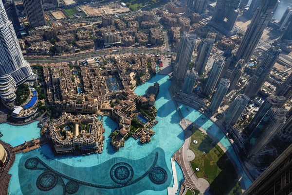 View of downtown and the city, observation deck on the Burj Khalifa, Dubai, United Arab Emirates, West Asia, Asia