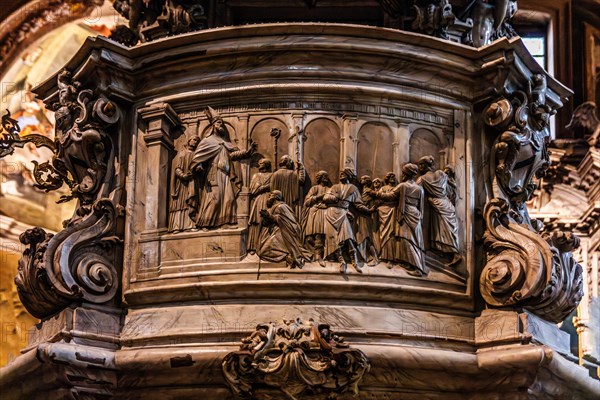 Pulpit detail, Cathedral of Santa Maria Annunziata, 13th century, Udine, most important historical city of Friuli, Italy, Udine, Friuli, Italy, Europe