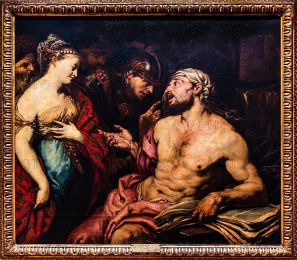 Phryne seduces Xenocrates, Giambattista Langetti, oil on canvas, 17th century, Galeria d'Arte Antica, Castello di Udine, seat of the State Museums, Udine, most important historical city of Friuli, Italy, Udine, Friuli, Italy, Europe