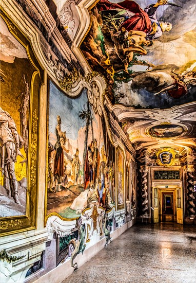 Galleria with the cycle of frescoes by G. B. Tiepolo, Palazzo Patriarcale, Dioezesan Museum with the Tiepolo Galleries, 16th century, Udine, most important historical city in Friuli, Italy, Udine, Friuli, Italy, Europe