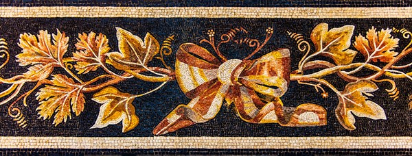 Band with wine leaves, Mosiak copy from Aquileia, 1st century, Mosaic school producing mosaic masters, Spilimbergo, city of mosaic art, Friuli, Italy, Spilimbergo, Friuli, Italy, Europe