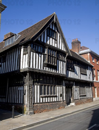 Ancient half timbered black and white building, Oak House, Northgate Street, Ipswich, Suffolk, England, United Kingdom, Europe