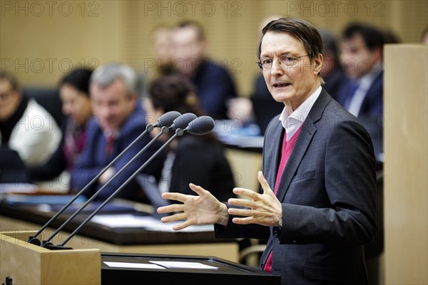 Karl Lauterbach, Federal Minister of Health, recorded during his speech at the 1042nd session of the Bundesrat. Berlin, 22/03/2024