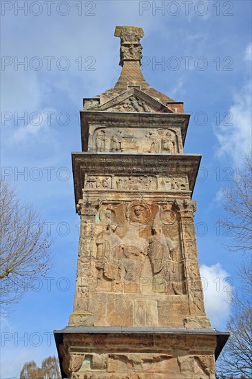 Roman UNESCO Igel Column built 3rd century, antique and historical pillar monument and tomb with relief, Roman period, Igel, Upper Moselle, Rhineland-Palatinate, Germany, Europe