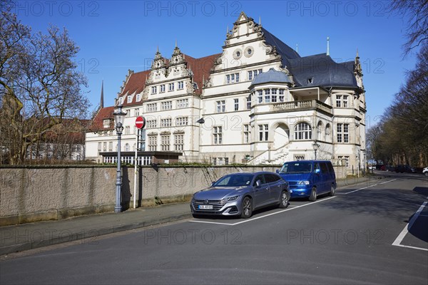 The New Government Building in the Neo-Renaissance or Weser Renaissance style in Minden, Muehlenkreis Minden-Luebbecke, North Rhine-Westphalia, Germany, Europe