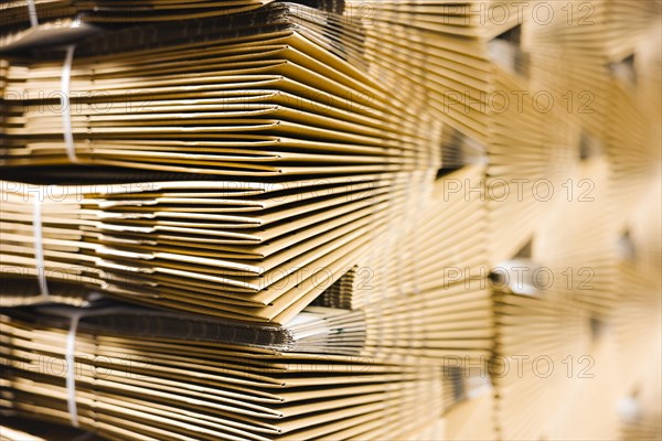 Cardboard packaging, stack of cardboard boxes for shipping in a logistics centre, Cologne, North Rhine-Westphalia, Germany, Europe