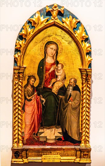 Madonna with Child and Saint, Bicci di Lorenzo, Termpera on wood, 15th century, Galeria d'Arte Antica, Castello di Udine, seat of the State Museums, Udine, most important historical city of Friuli, Italy, Udine, Friuli, Italy, Europe