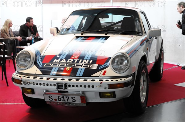 RETRO CLASSICS 2010, Stuttgart Trade Fair Centre, Stuttgart, Baden-Wuerttemberg, Germany, Europe, Porsche sports car with blue and red racing livery, Europe