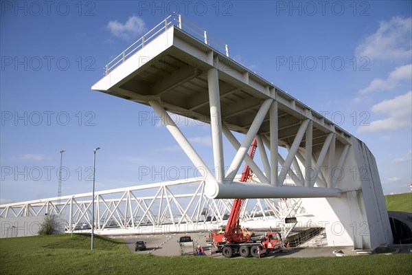 Maeslant Barrier storm surge flood defence, New Waterway, Hook of Holland, Rotterdam, Netherlands