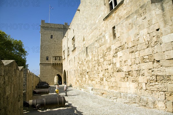 Outer wall ramparts, Palace of the Grand Masters, Rhodes, town, Rhodes, Greece, Europe