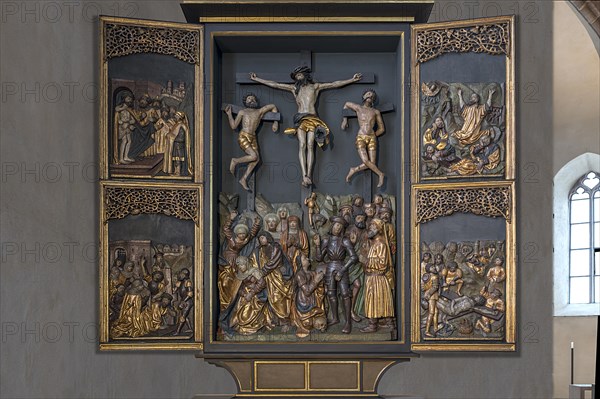 Cross altar from 1517, unknown artist, St Clare's Church, Koenigstrasse 66, Nuremberg, Middle Franconia, Bavaria, Germany, Europe
