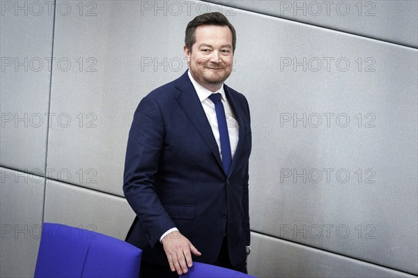 Uli Groetsch pictured shortly after taking the oath of office as Police Commissioner in the plenary session of the German Bundestag. Berlin, 20 March 2024