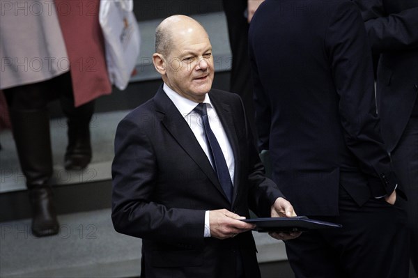 Olaf Scholz, Federal Chancellor, pictured on his appearance at a session of the German Bundestag shortly in front of the government statement on the European Council. Berlin, 20 March 2024