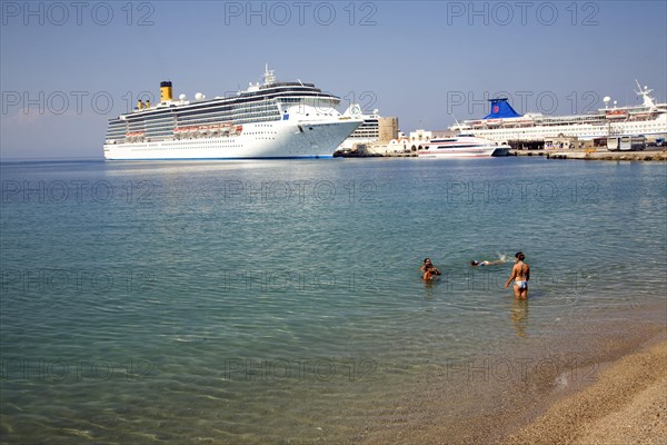 Costa Mediterrania cruise ship, Rhodes town, Rhodes, Greece, Europe