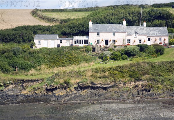 Cottages, Abercastle bay, Pembrokeshire, Wales, United Kingdom, Europe