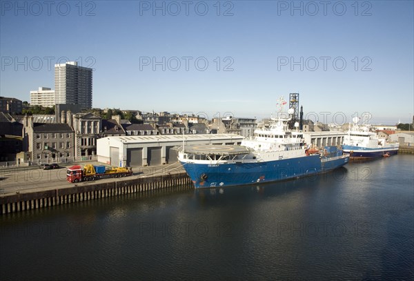 GeoBay, DCF subsea ship, Port harbour, Aberdeen, Scotland, United Kingdom, Europe