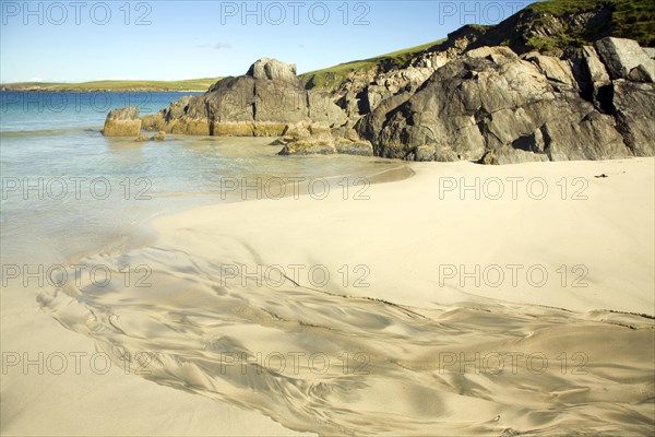 Sandy beach, Bay of Scousburgh, Shetland Islands, Scotland, United Kingdom, Europe