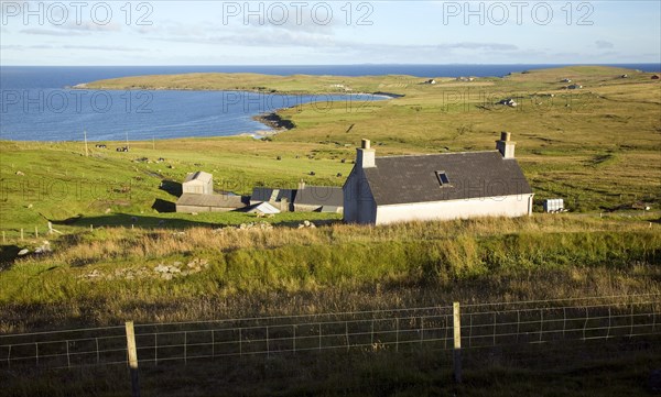View to The Scullock headland, Gossabrough, Yell, Shetland Islands, Scotland, United Kingdom, Europe