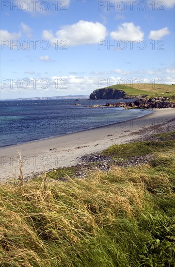 Sandy beach and sea shore, Melby, near Sandness, Mainland, Shetland Islands, Scotland, United Kingdom, Europe