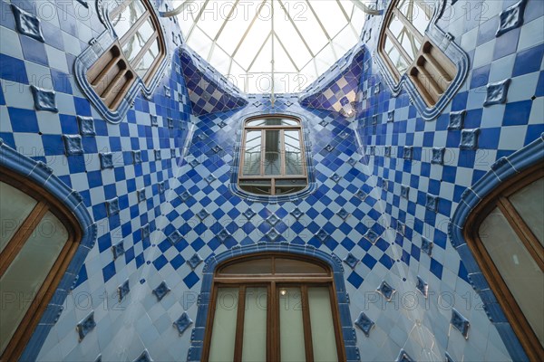 Staircase, Casa Batllo, apartment building by Antoni Gaudi, Passeig de Gracia, Barcelona, Catalonia, Spain, Europe