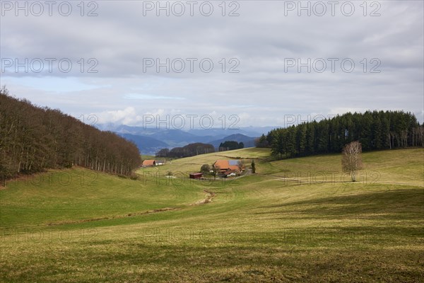 Landscape in the Black Forest with a view of the Kinzig Valley near Hofstetten, Ortenaukreis, Baden-Wuerttemberg, Germany, Europe